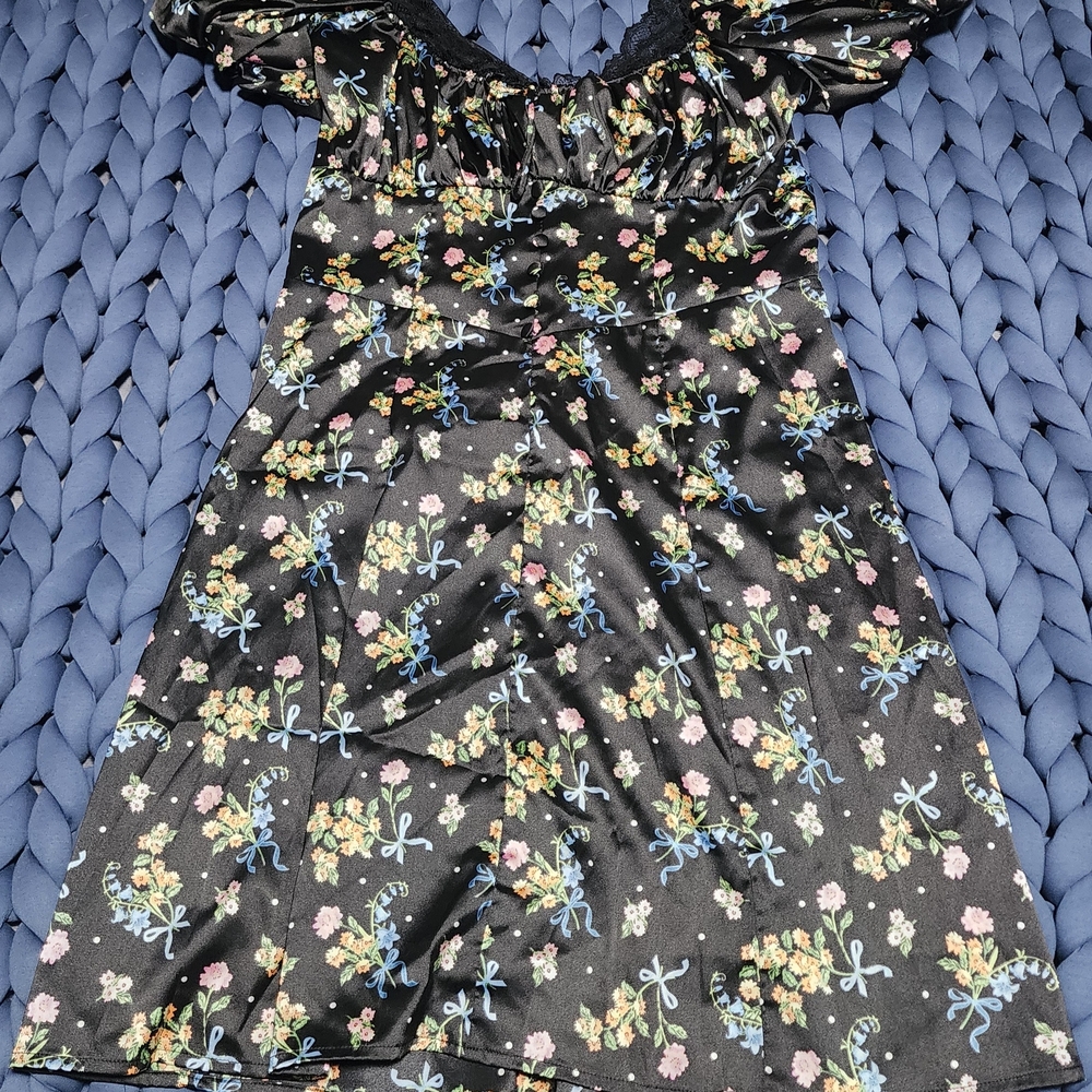 For Love & Lemons Black Floral Mini Dress